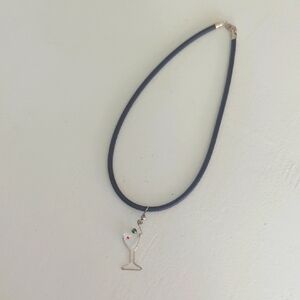 Elegant Silver Necklace with Martini Glass Pendant